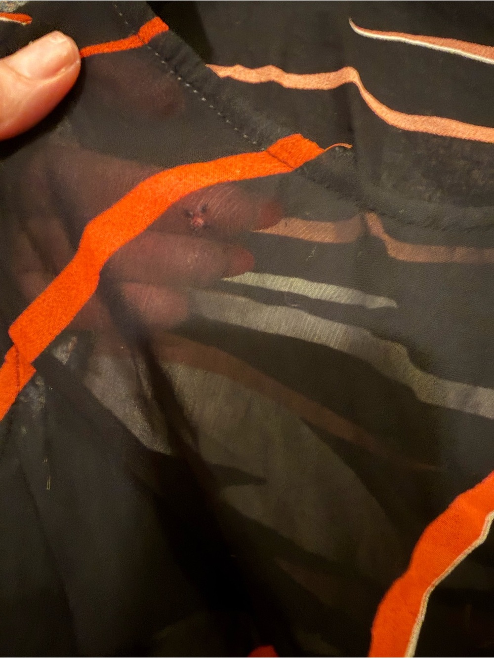 Womens Black & Orange Wave Print Sheer Sleeveless blouse / flowy tank. Size M - Picture 15 of 15